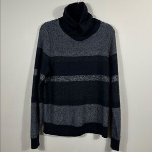 Express Black Gray Stripe Turtleneck Sweater Mohair Wool Blend Women Size Small
